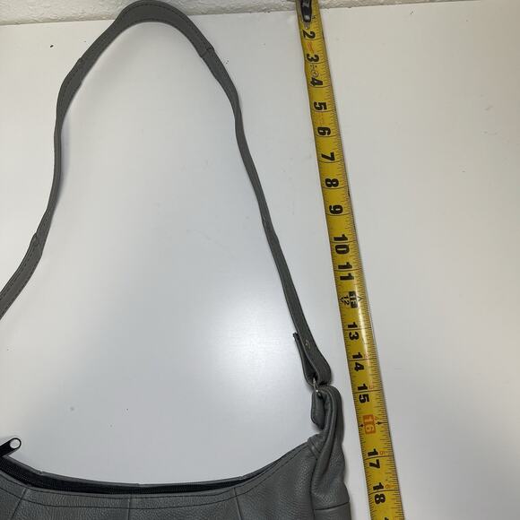 Gray Leather Shoulder Crossbody Bag Made in Mexico 14"x10" - Picture 7 of 10
